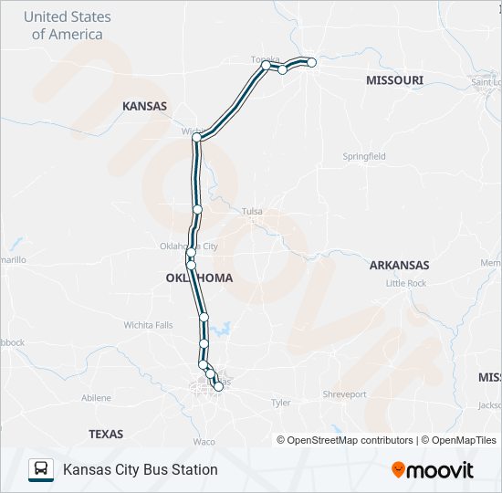 Mapa de GREYHOUND US1142 de autobús