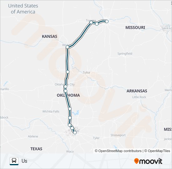 Mapa de GREYHOUND US1142 de autobús