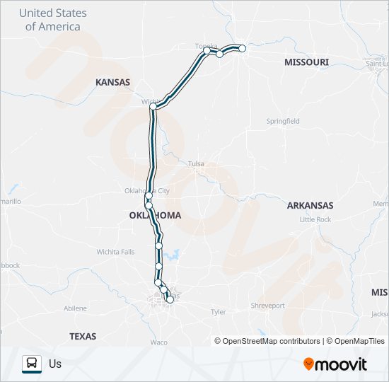 Mapa de GREYHOUND US1142 de autobús