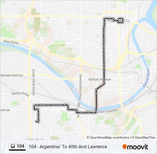 Mapa de 104 de autobús