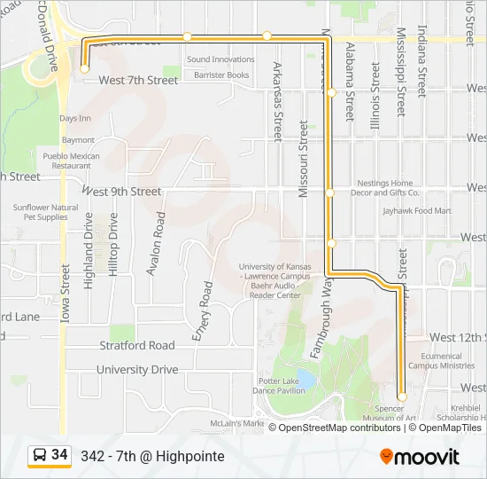 34 Bus Line Map