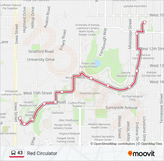 43 Bus Line Map