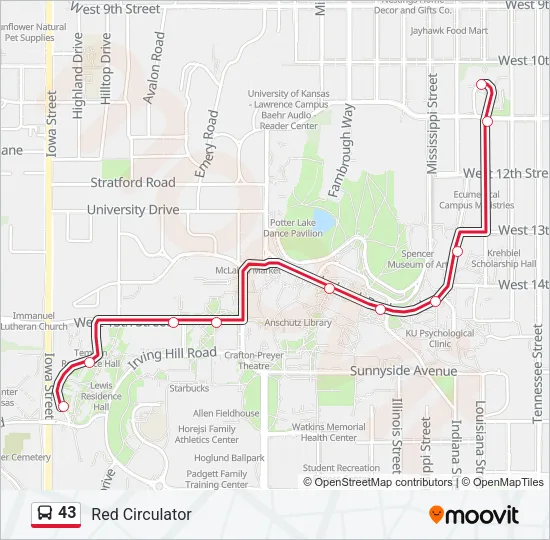 43 Bus Line Map