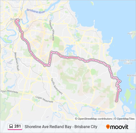 281 bus Line Map