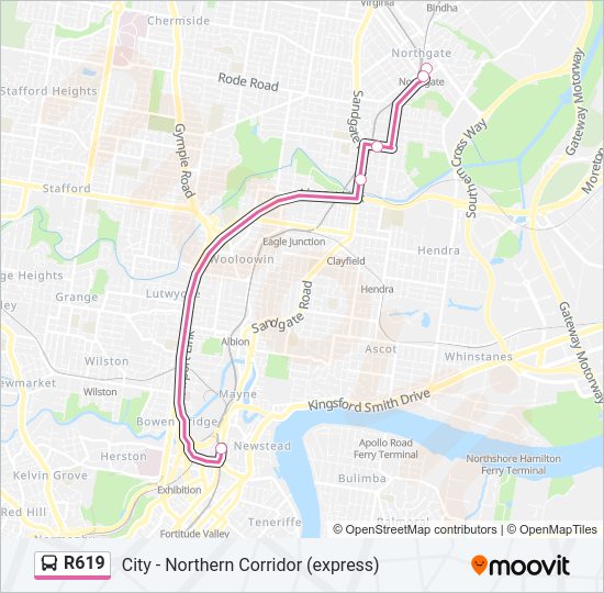 Mapa de R619 de autobús