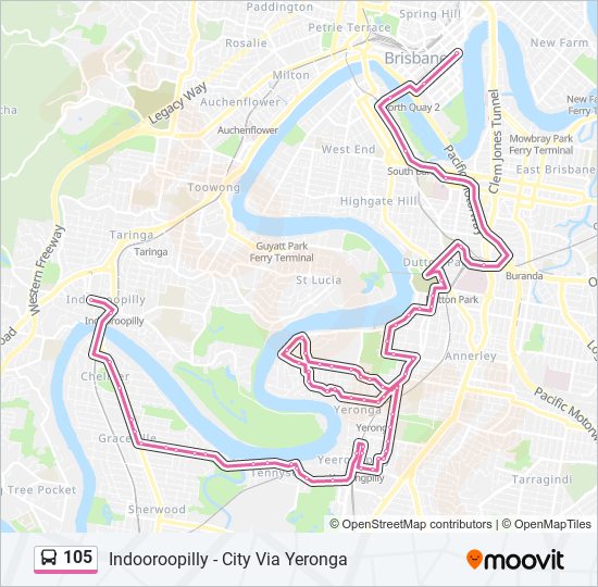 105 bus Line Map