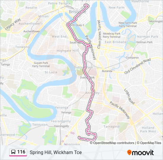 Spring Hill Brisbane Map 116 Route: Schedules, Stops & Maps - Spring Hill, Wickham Tce (Updated)