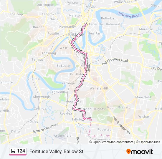 124 Route: Schedules, Stops & Maps - Fortitude Valley, Ballow St (Updated)