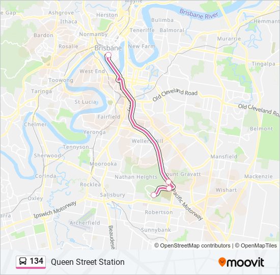 Mapa de 134 de autobús