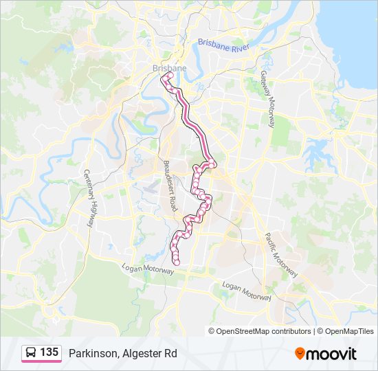 135 bus Line Map