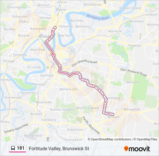 181 Route: Schedules, Stops & Maps - Fortitude Valley, Brunswick St ...