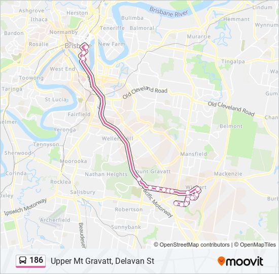 Mapa de 186 de autobús