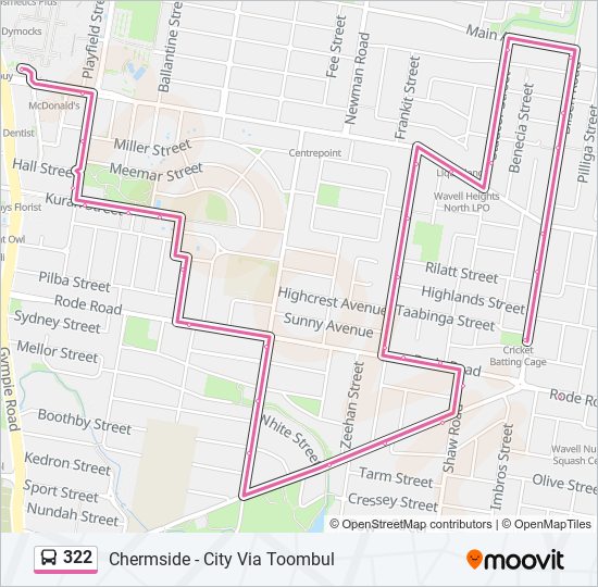 Mapa de 322 de autobús