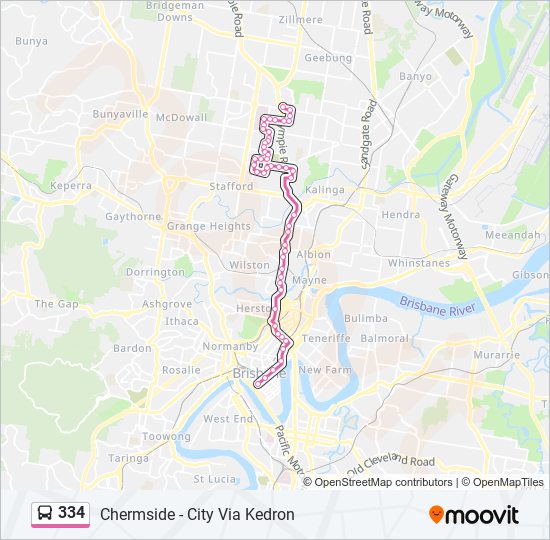 Mapa de 334 de autobús