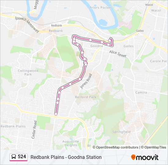 524 bus Line Map