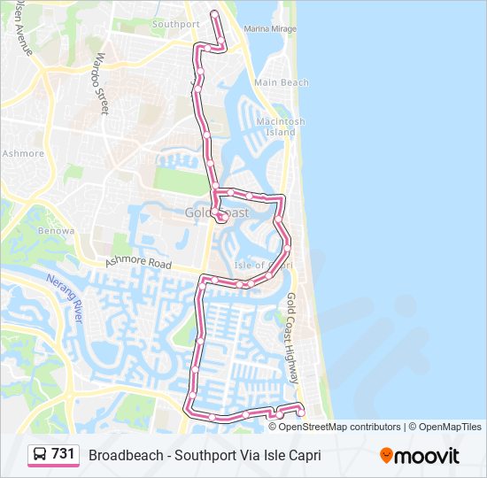 731 bus Line Map