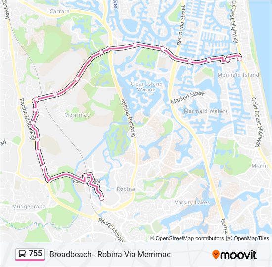 Mapa de 755 de autobús