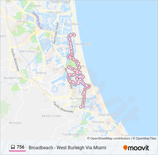 Mapa de 756 de autobús