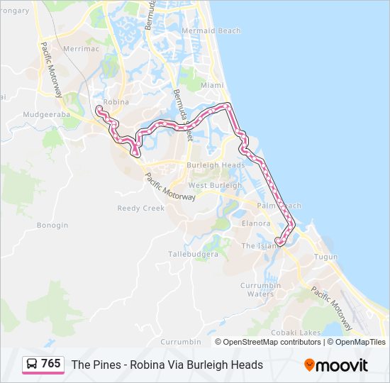 Mapa de 765 de autobús