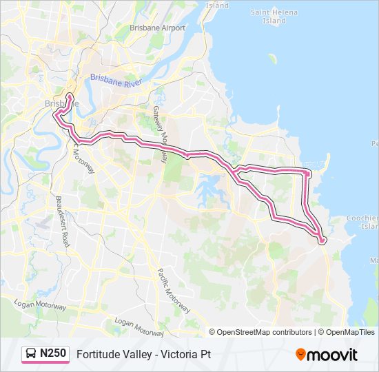 Mapa de N250 de autobús