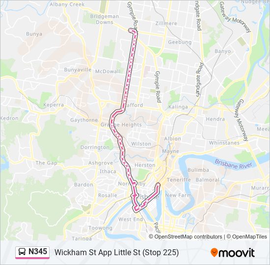 n345 Route: Schedules, Stops & Maps - Wickham St App Little St (Stop ...