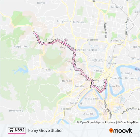 Mapa de N392 de autobús