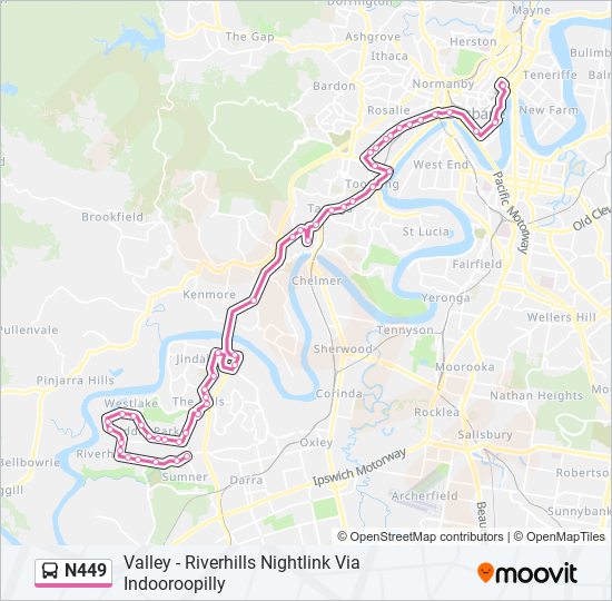 Mapa de N449 de autobús