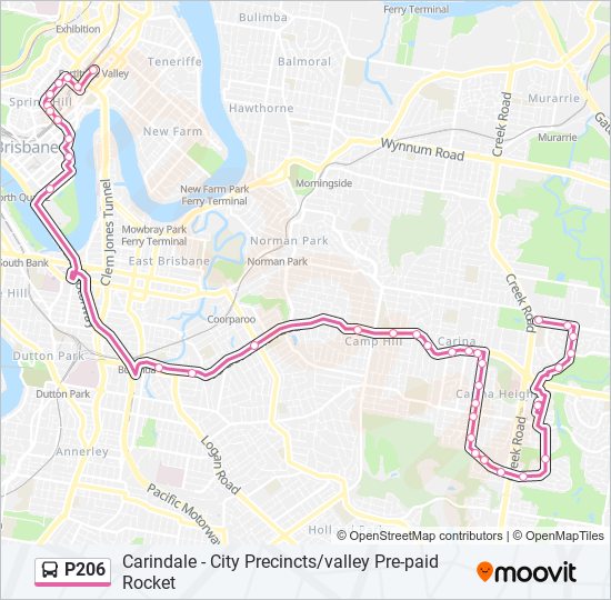 Mapa de P206 de autobús