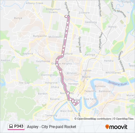 Mapa de P343 de autobús