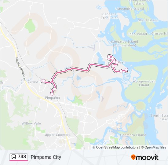 733 Bus Line Map