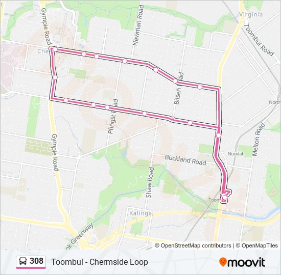 Mapa de 308 de autobús