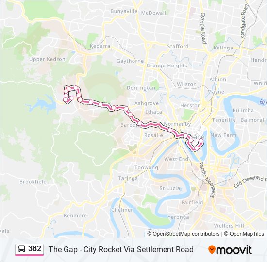 Mapa de 382 de autobús