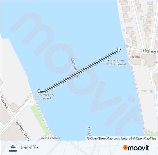 BULIMBA TO TENERIFFE CROSS RIVER FERRY Ferry Line Map