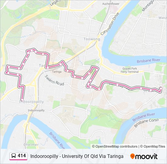 414 bus Line Map