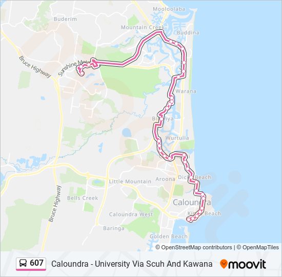 Bus 607 Route Map 607 Route: Schedules, Stops & Maps - Caloundra Station (Updated)