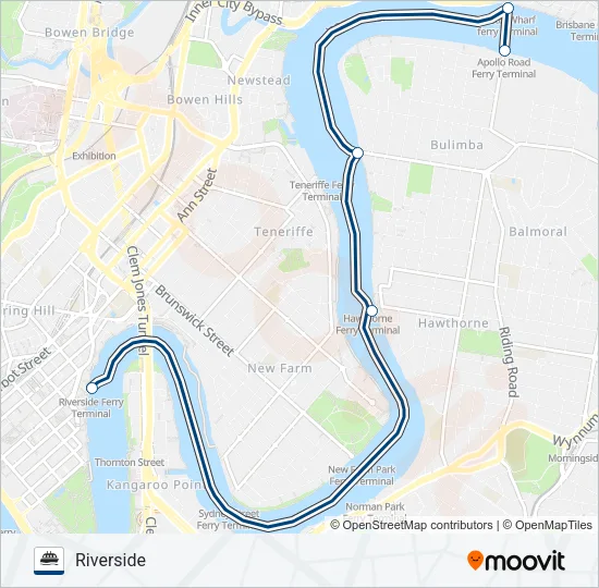 CITY CAT UPSTREAM - UQ Ferry Line Map