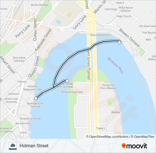 INNER-CITY CROSS-RIVER - HOLMAN STREET Ferry Line Map