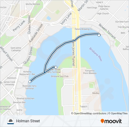 INNER-CITY CROSS-RIVER - HOLMAN STREET ferry Line Map