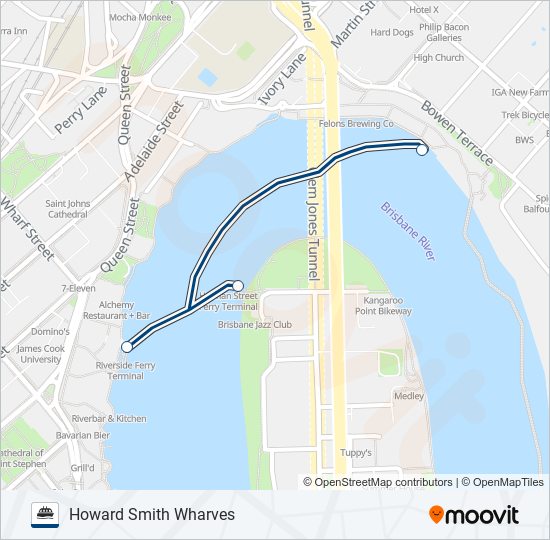 INNER-CITY CROSS-RIVER - HOWARD SMITH WHARF ferry Line Map