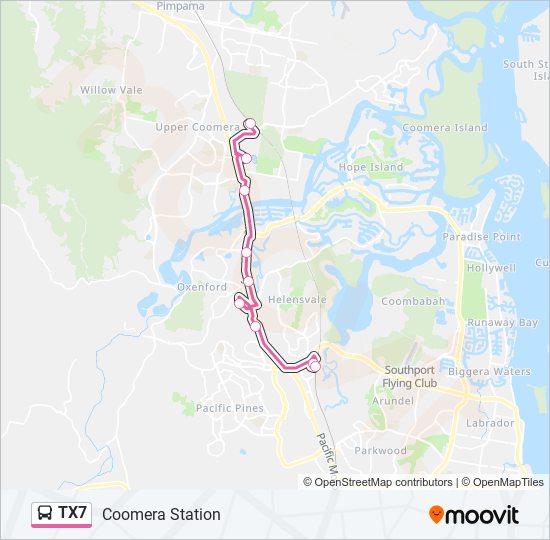 Mapa de TX7 de autobús