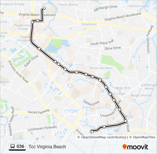 Tcc Virginia Beach Map 036 Route: Schedules, Stops & Maps - Tcc Virginia Beach (Updated)