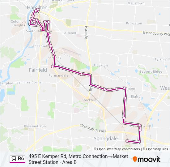 R6 bus Line Map