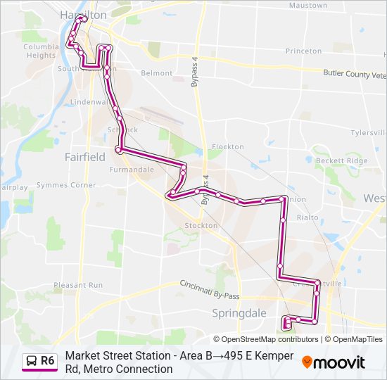 R6 Bus Line Map