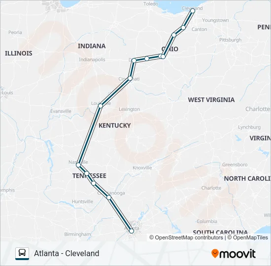 GREYHOUND US0105 Bus Line Map