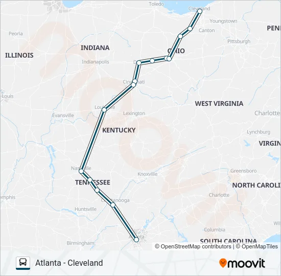 GREYHOUND US0105 Bus Line Map