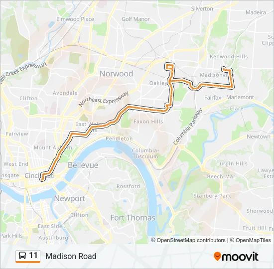 11 Bus Line Map