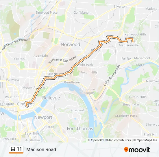 11 Bus Line Map