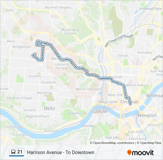 21 Bus Line Map