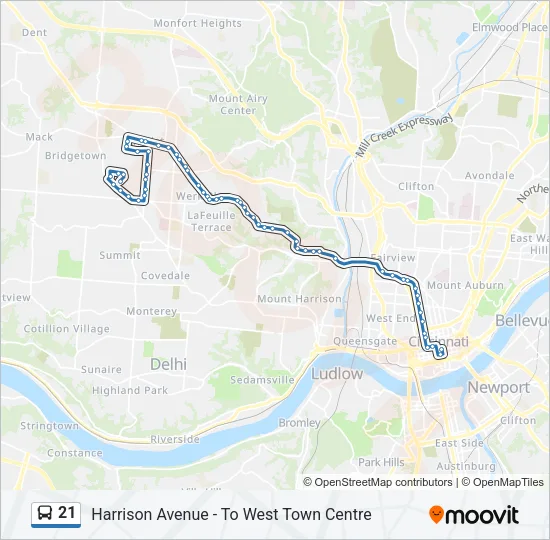 21 Bus Line Map