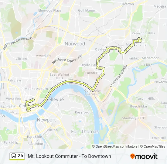 25 Bus Line Map